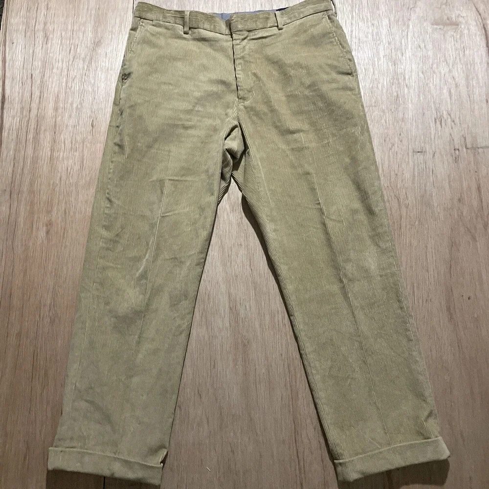 Mens Lands End‎ Brown Corduroy Pants Size 36 Straight Leg Pocket Traditional Fit